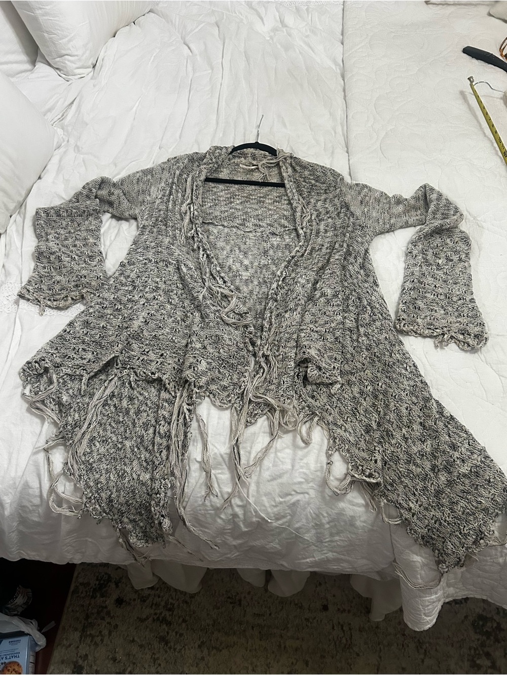 Free people asymmetrical fringe trimmed cardigan